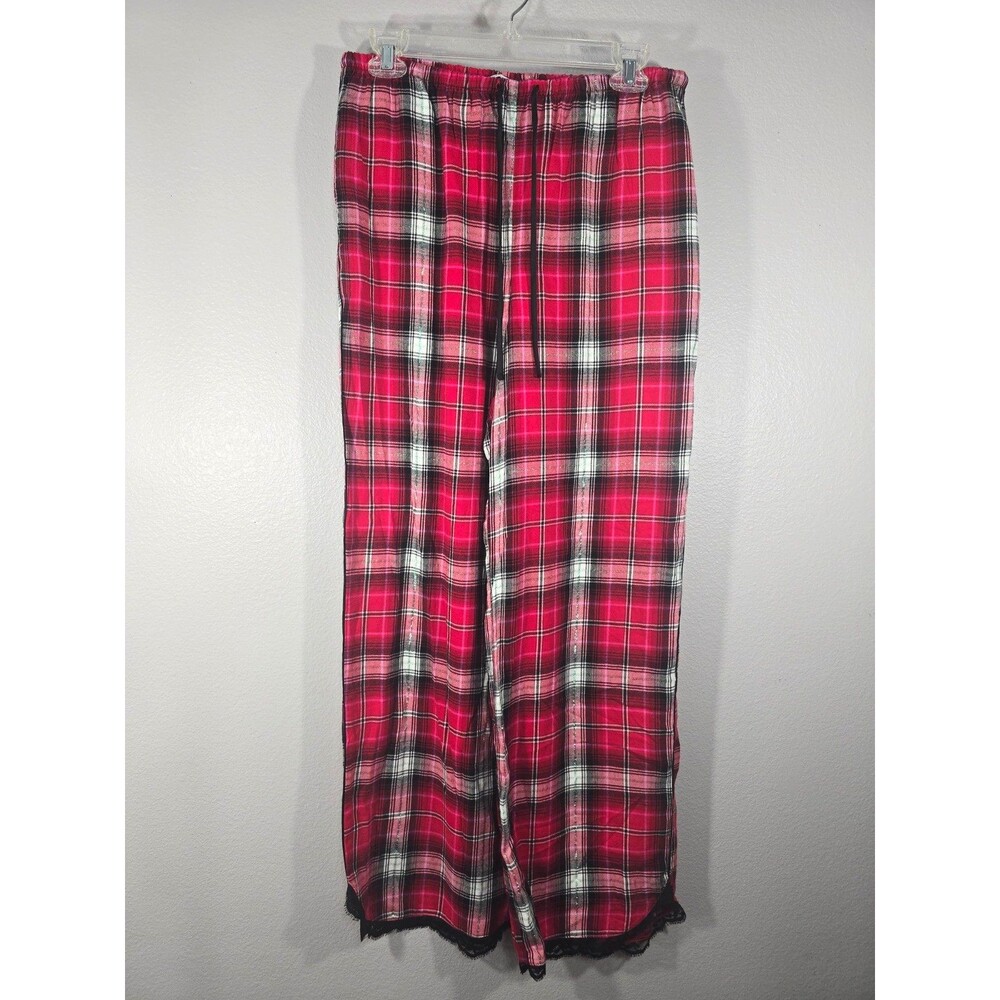 Victoria Secret Red Plaid Flannel Women's Pajama Pant Bottoms Medium NWT BY